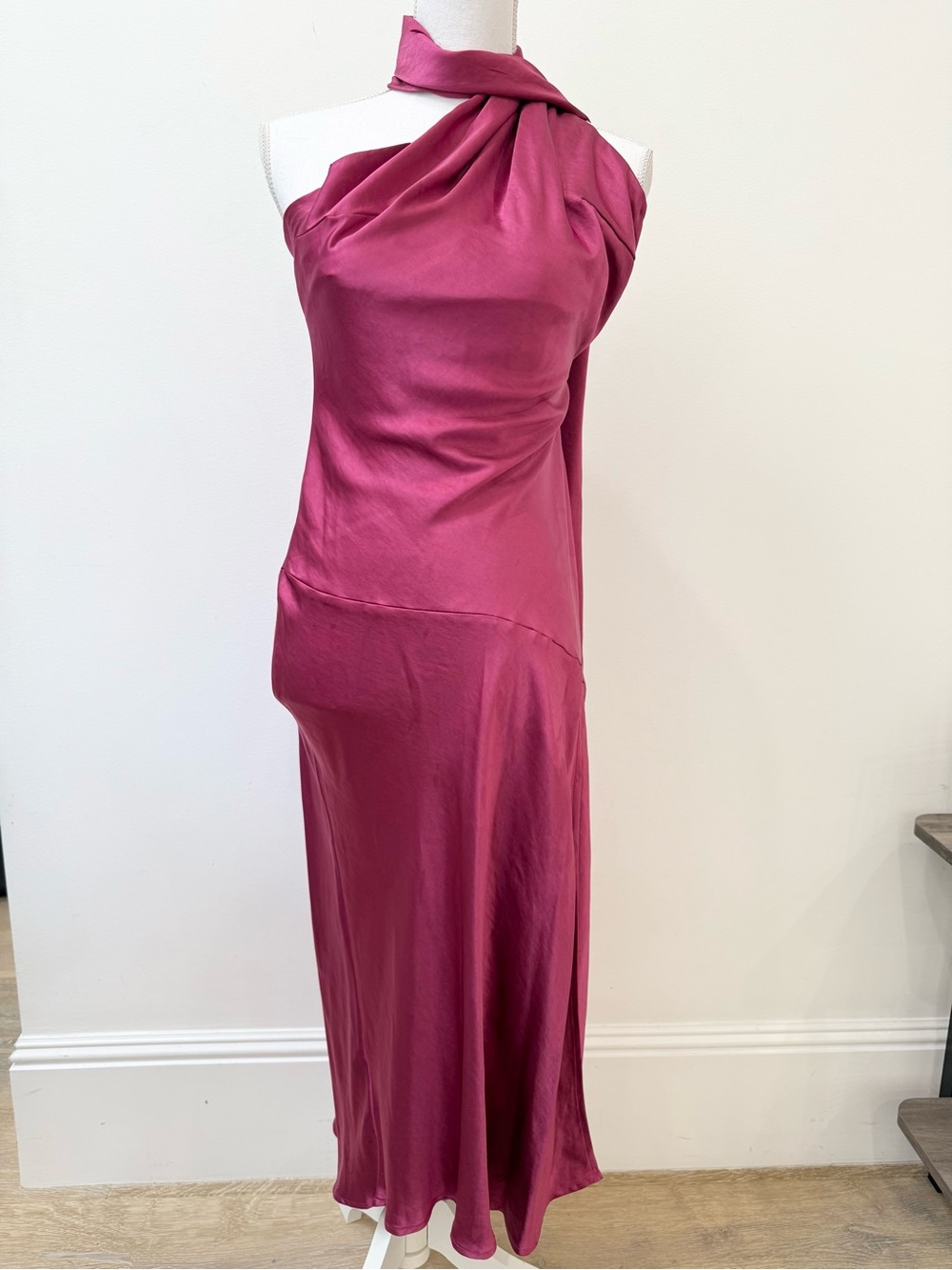One-Shoulder Satin Maxi Dress - Picture 2 of 5